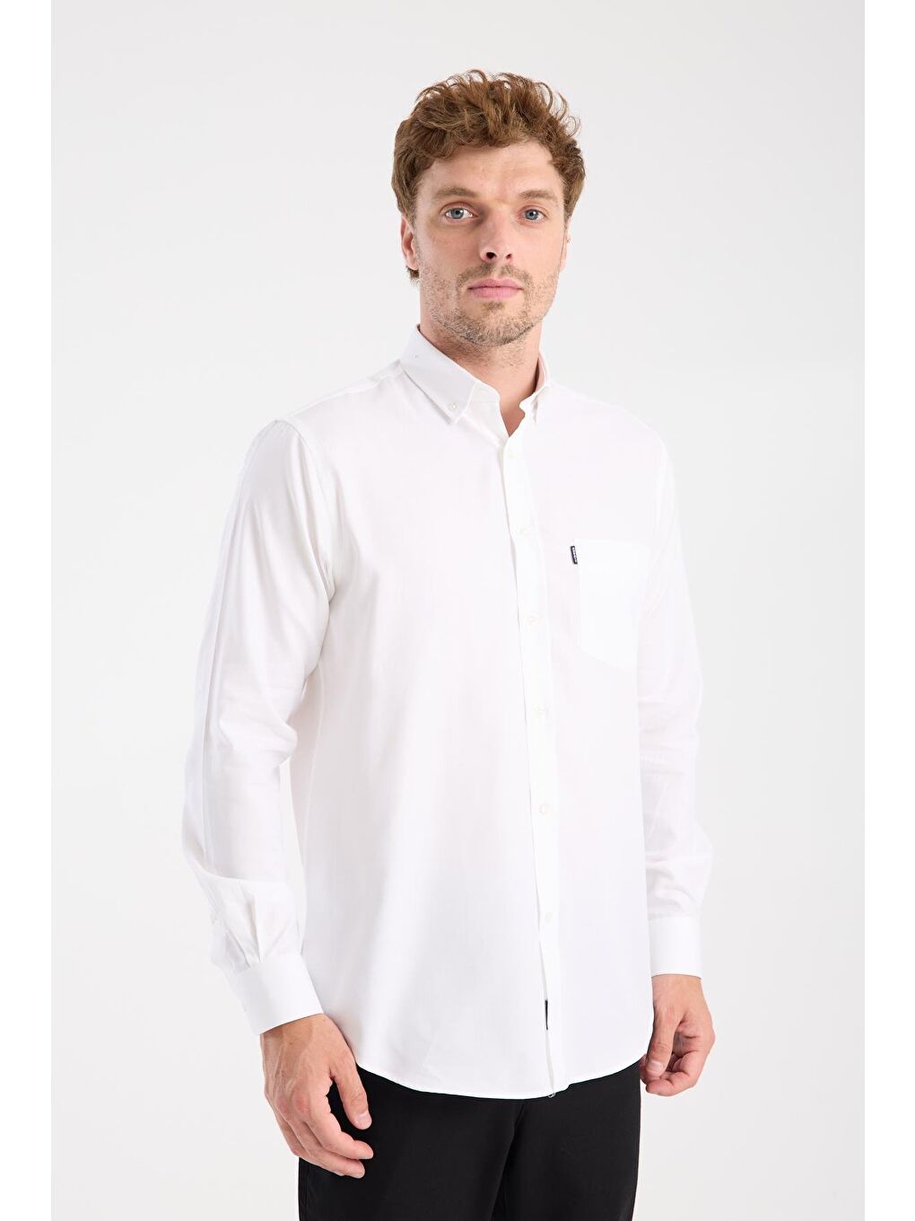 Aclub Ac10108 Armür Pamuklu Regular Fit Beyaz Düğmeli Yaka Erkek Desenli Gömlek-5