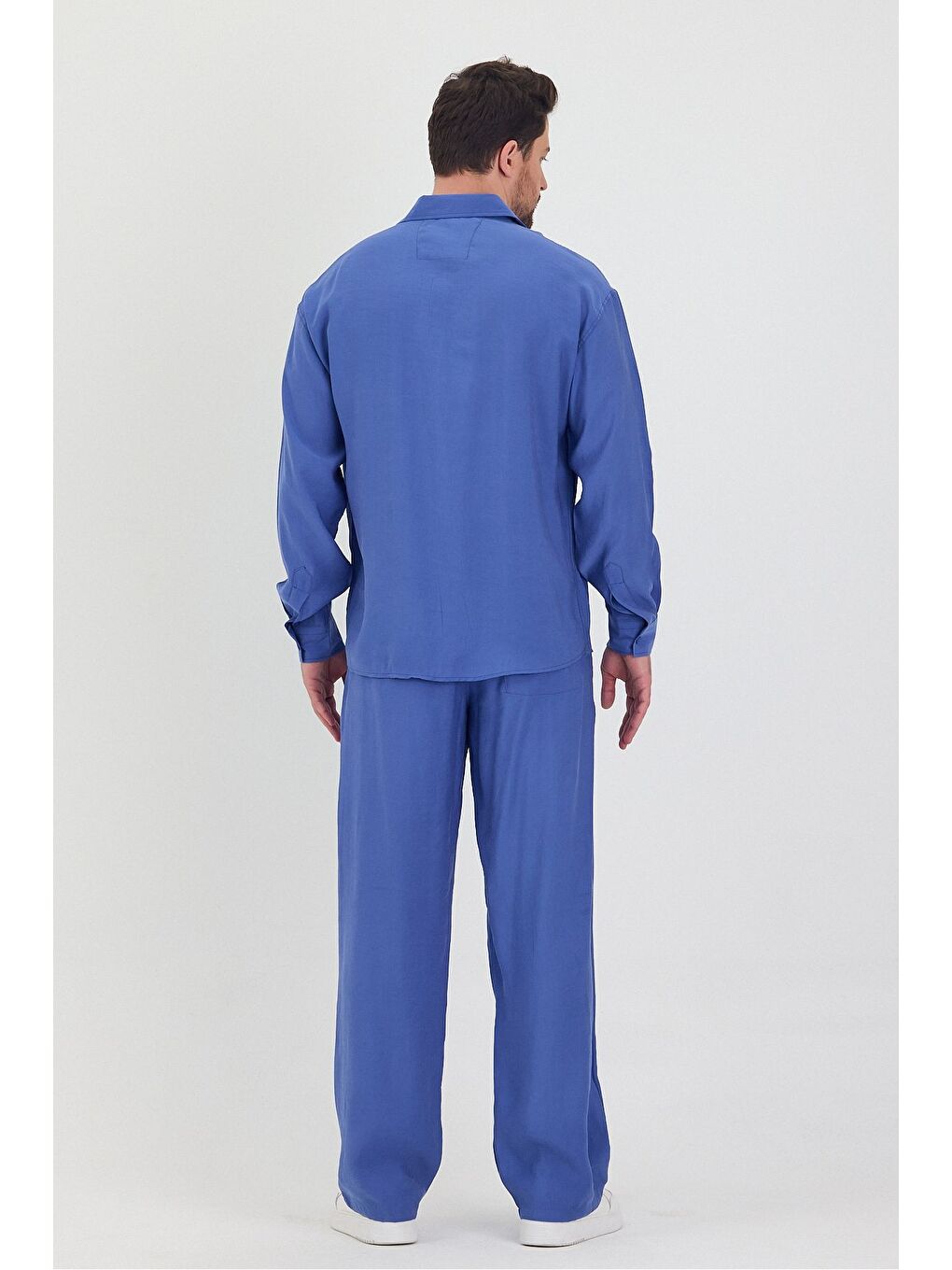 Mavi Erkek Oversize Rahat Kalıp Gömlek-Pantolon Alt-Üst Takım-6