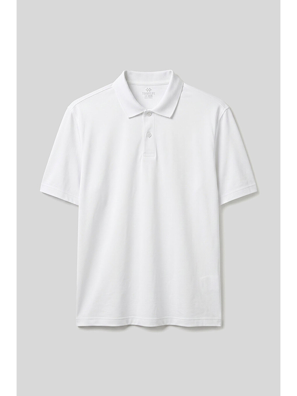 Beyaz Polo Yaka Büyük Beden Battal Erkek T-Shirt - 88511-1