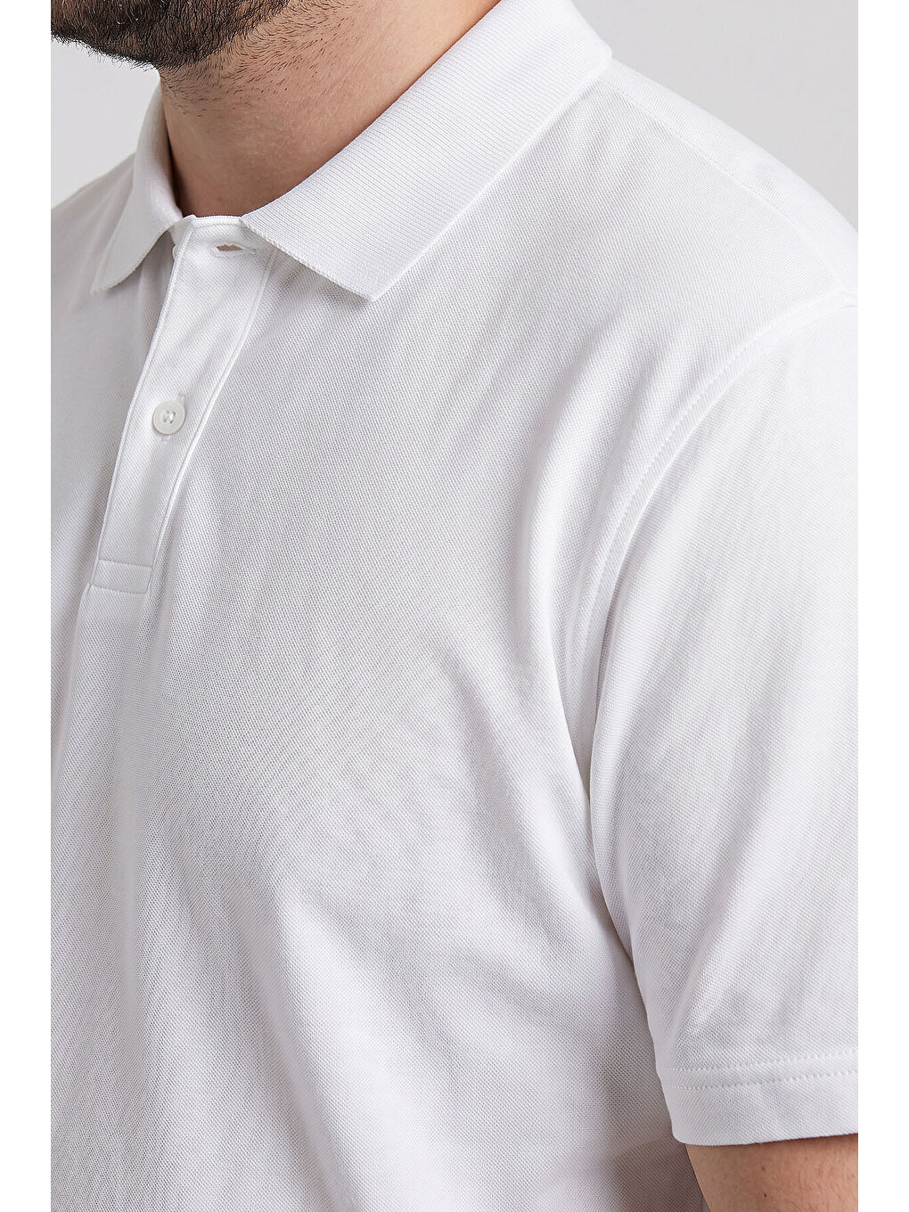 Beyaz Polo Yaka Büyük Beden Battal Erkek T-Shirt - 88511-3
