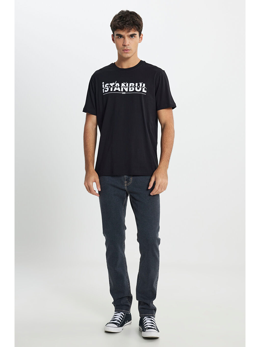 Regular Fit Normal Kesim Bisiklet Yaka %100 Pamuk Siyah Tişört-1