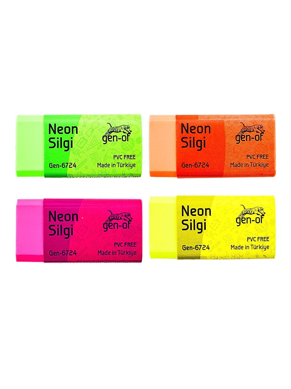 Gen-Of Karışık Asorti No:24 Pvc Free Orta Boy Neon Silgi (GEN-6724) 1 Adet