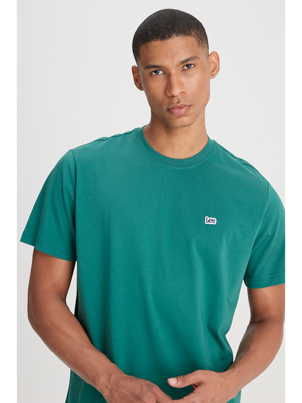 Regular Fit Normal Kesim Bisiklet Yaka %100 Pamuk Yeşil Tişört-1