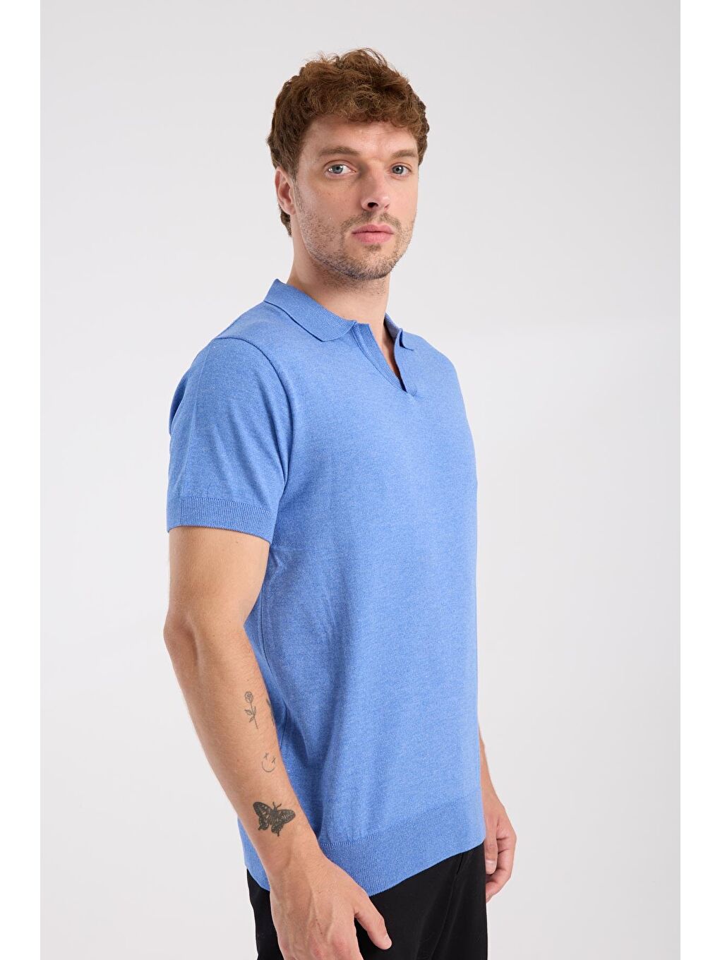 Mavi Aclub Alfa Örme Kumaş Viskon Karışımlı Slim Fit Saks Polo Yaka Erkek Düz Polo Shirt-2