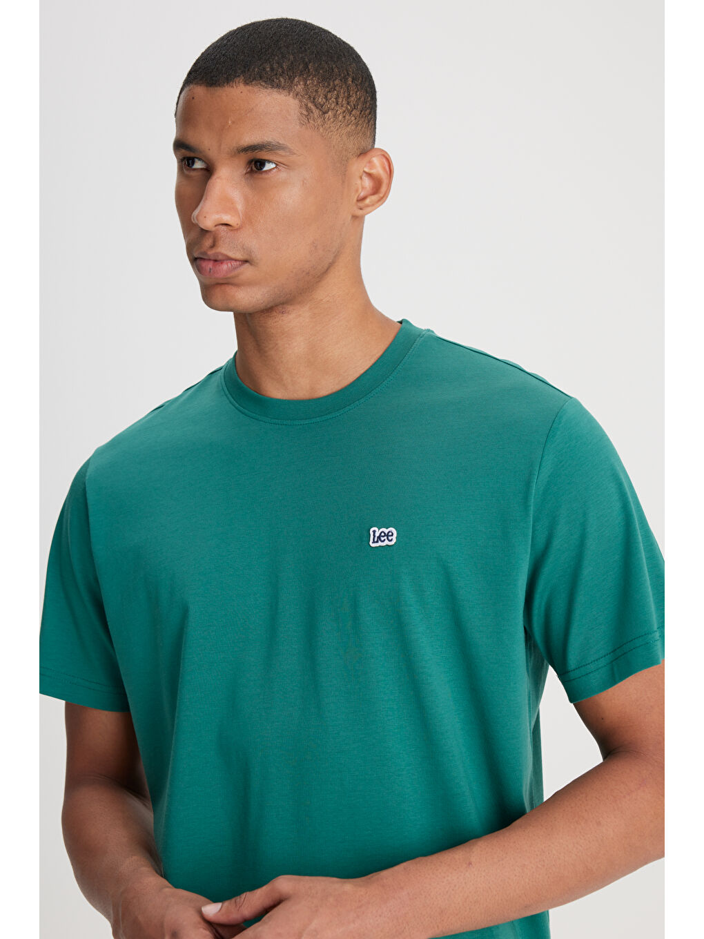 Regular Fit Normal Kesim Bisiklet Yaka %100 Pamuk Yeşil Tişört-3