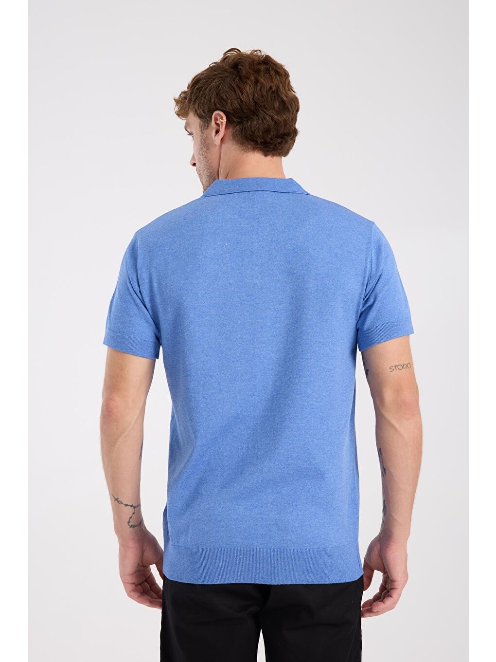 Mavi Aclub Alfa Örme Kumaş Viskon Karışımlı Slim Fit Saks Polo Yaka Erkek Düz Polo Shirt-6