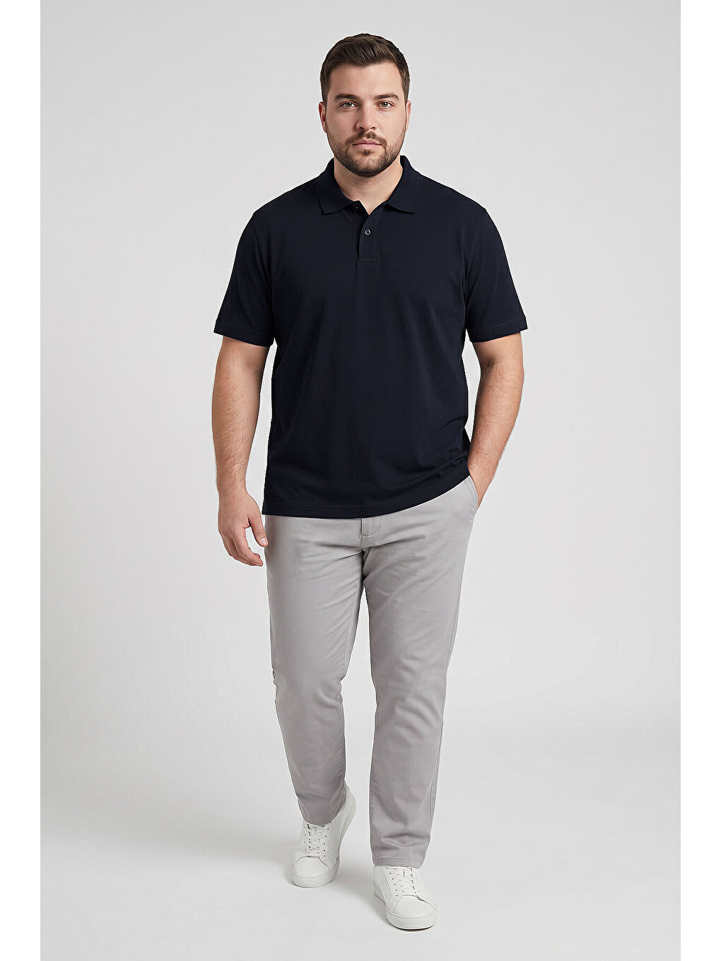 Lacivert Polo Yaka Büyük Beden Battal Erkek T-Shirt - 88511-2