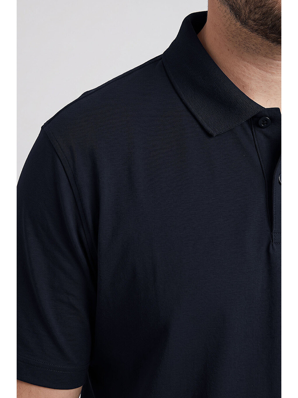 Lacivert Polo Yaka Büyük Beden Battal Erkek T-Shirt - 88511-4