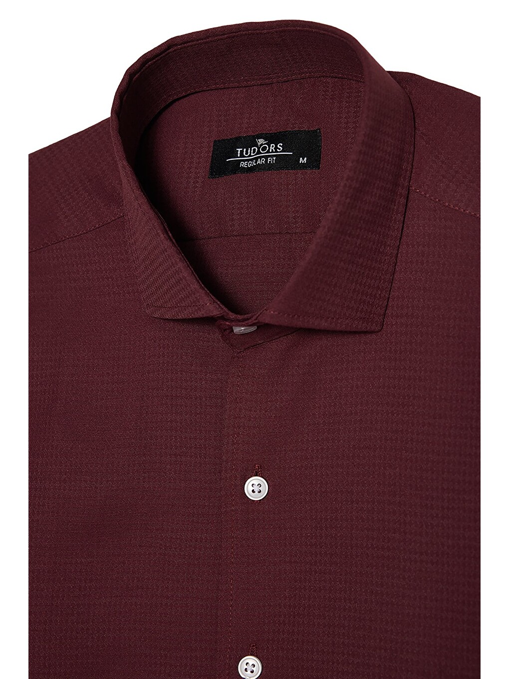 Erkek Regular Fit Klasik Kesim Pamuklu Kolay Ütü Armürlü Bordo Gömlek-3