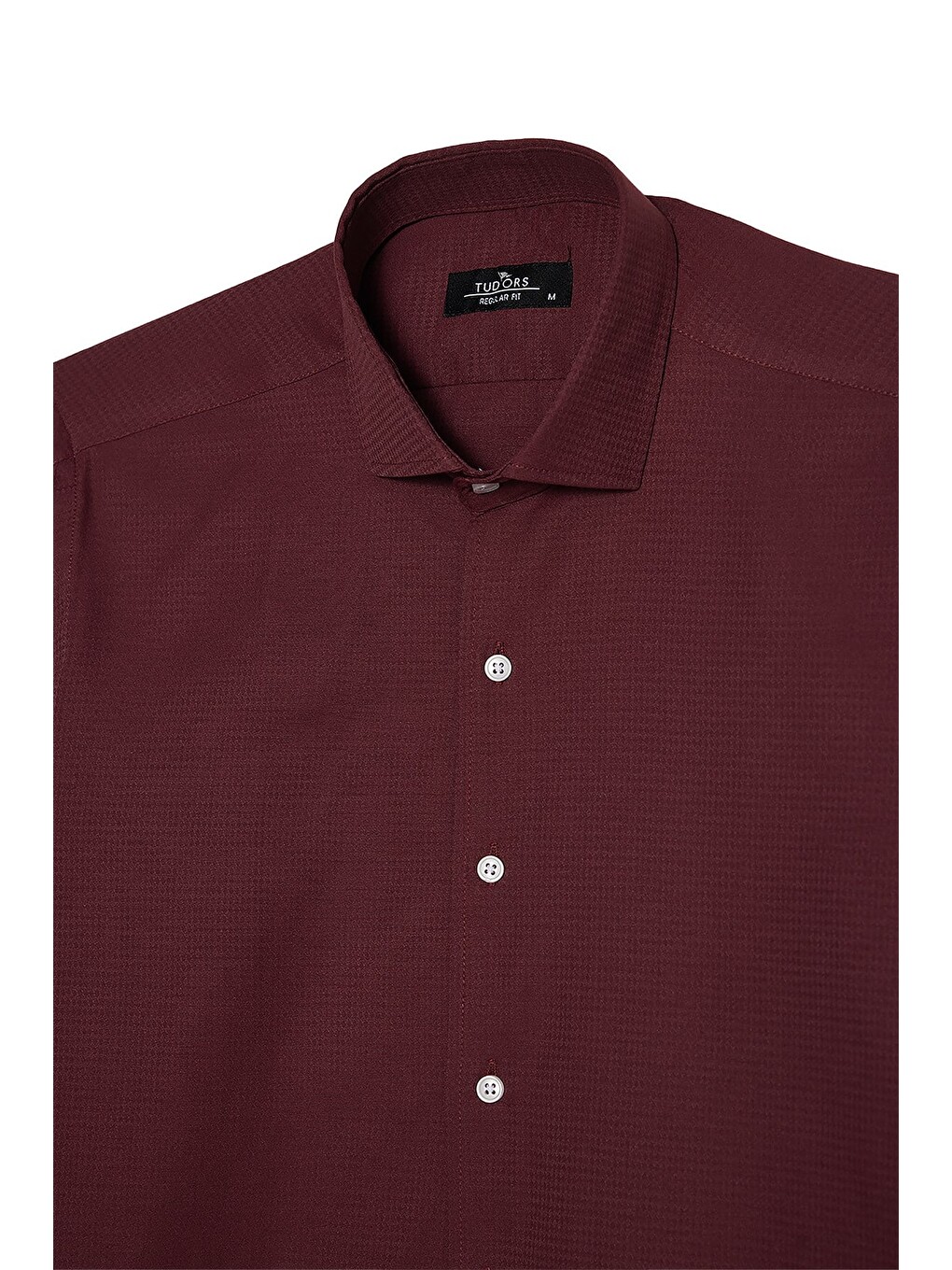 Erkek Regular Fit Klasik Kesim Pamuklu Kolay Ütü Armürlü Bordo Gömlek-4
