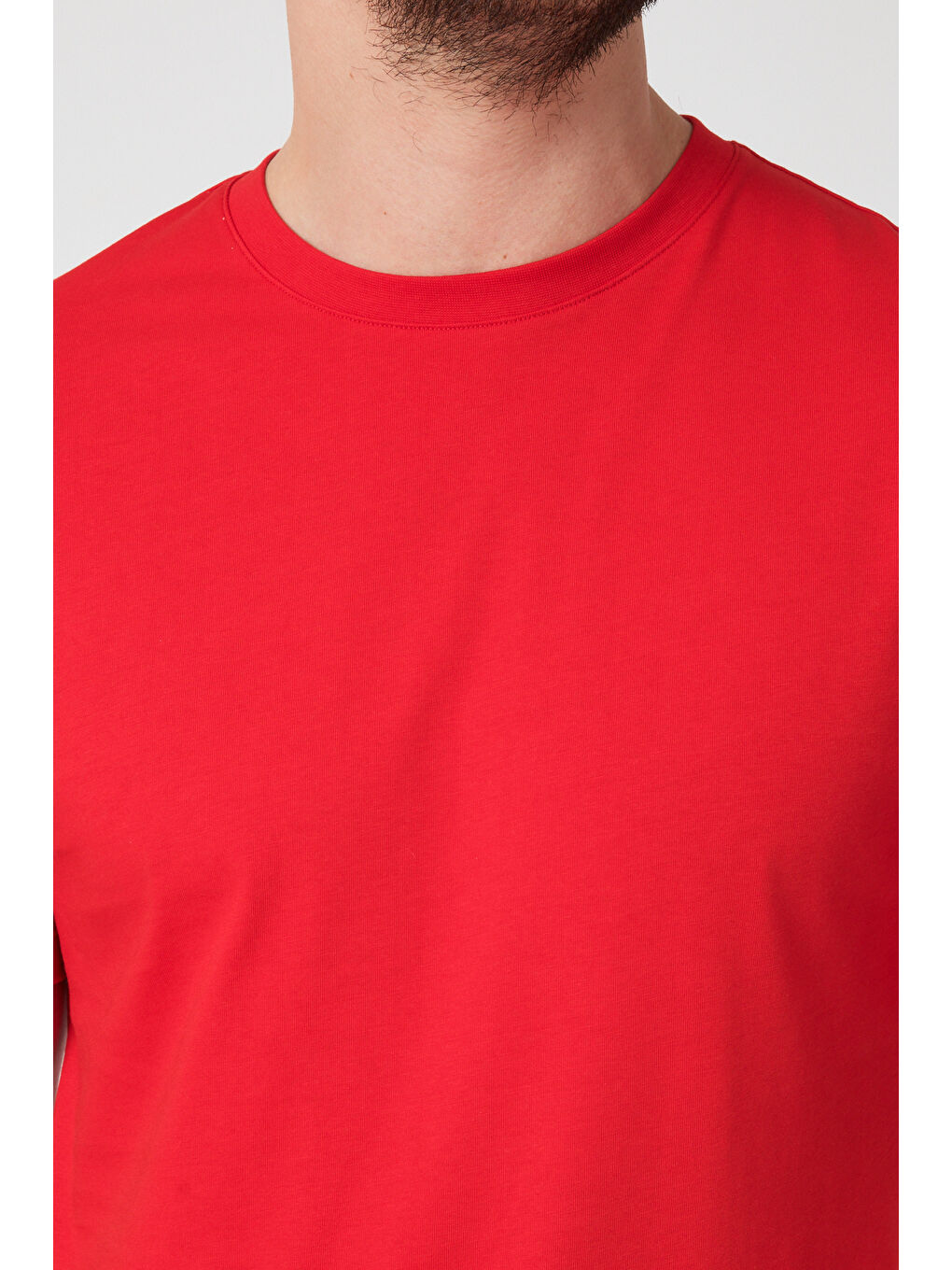 Kırmızı Erkek Bisiklet Yaka T-shirt 6212-4