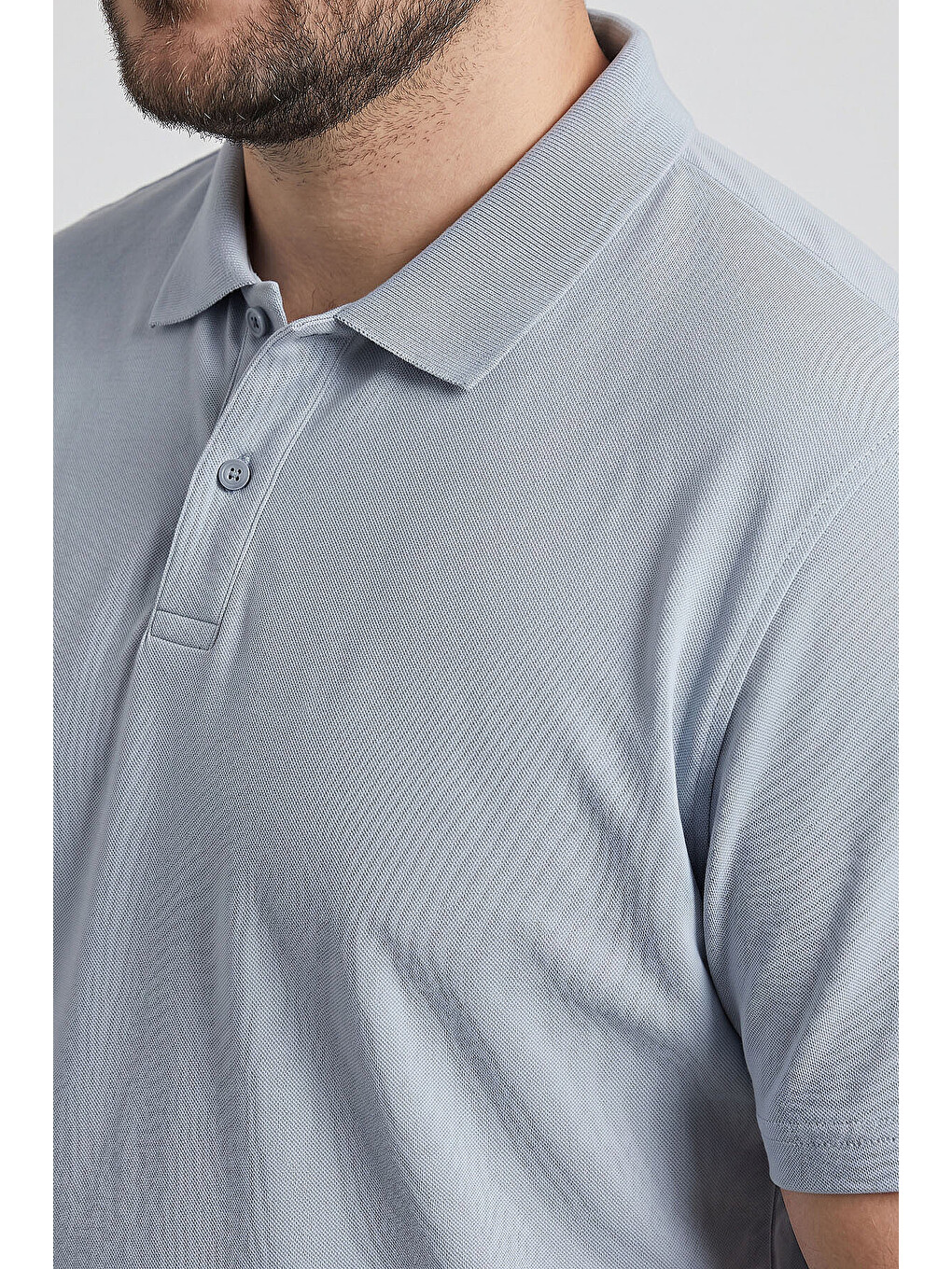 Buz Mavi Polo Yaka Büyük Beden Battal Erkek T-Shirt - 88511-3