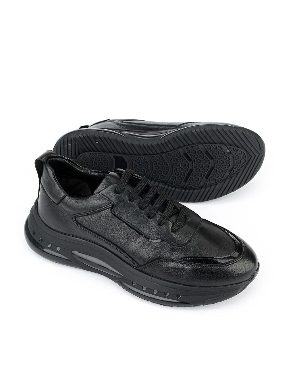 Erkek Hakiki Deri Günlük Sneaker 1611065Z006 Siyah-3