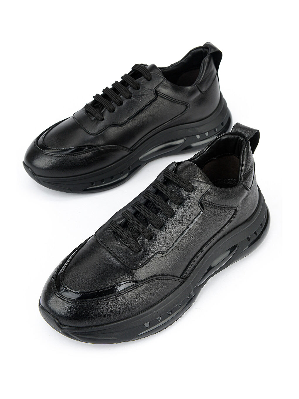 Erkek Hakiki Deri Günlük Sneaker 1611065Z006 Siyah-4