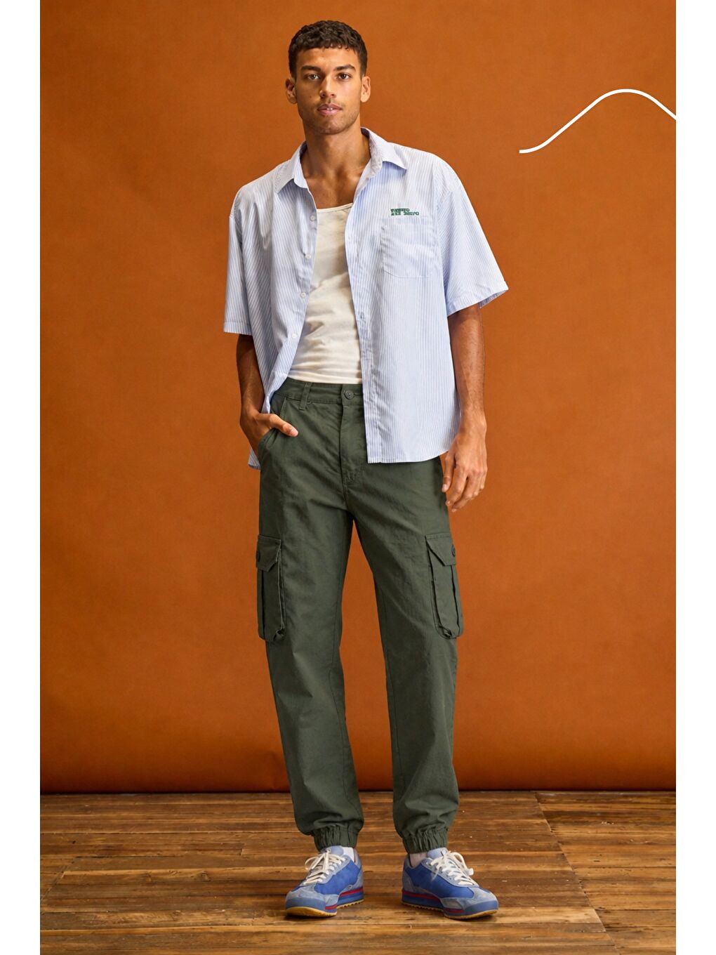 Haki Erkek Slim Fit Körüklü Jogger Paçası Lastikli Pantolon