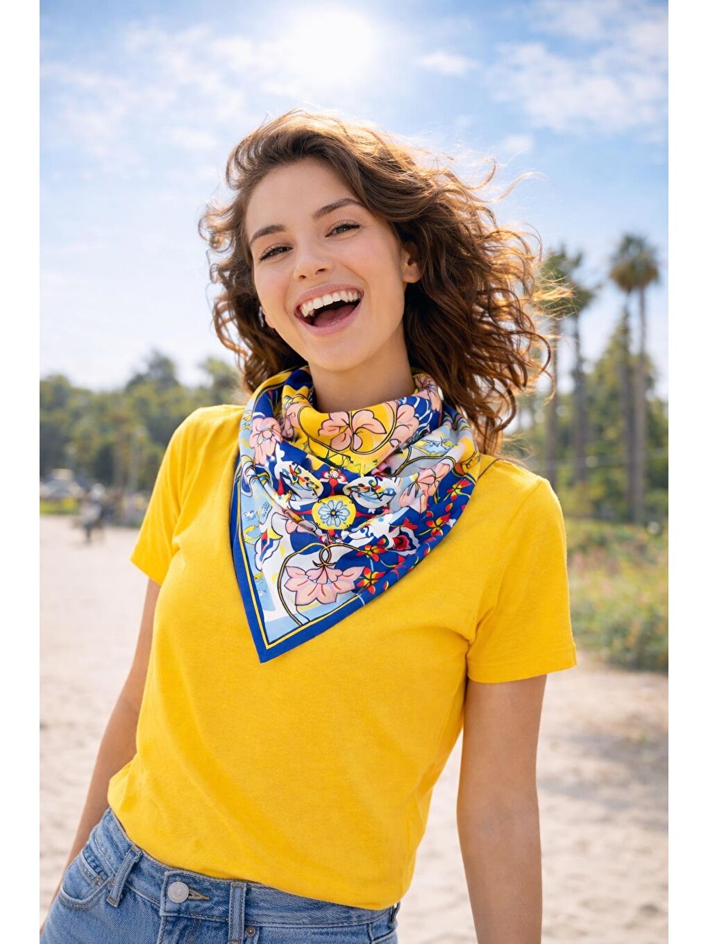 Karışık Bohemia Serisi 70X70 Saten Fular-2