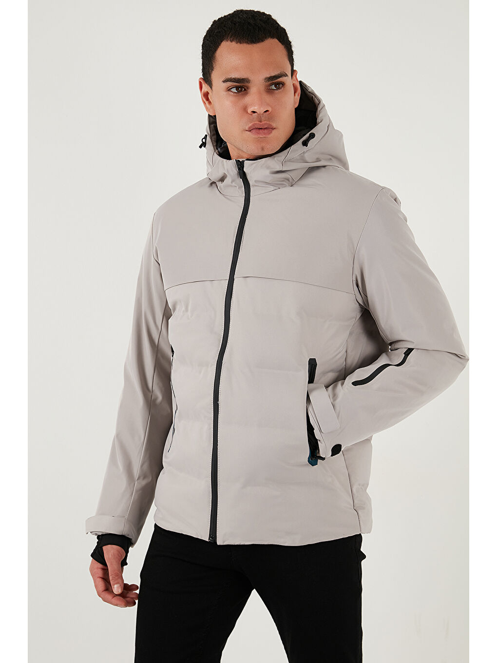 Bej Regular Fit Kapüşonlu Kapitoneli Mont 497DEAN