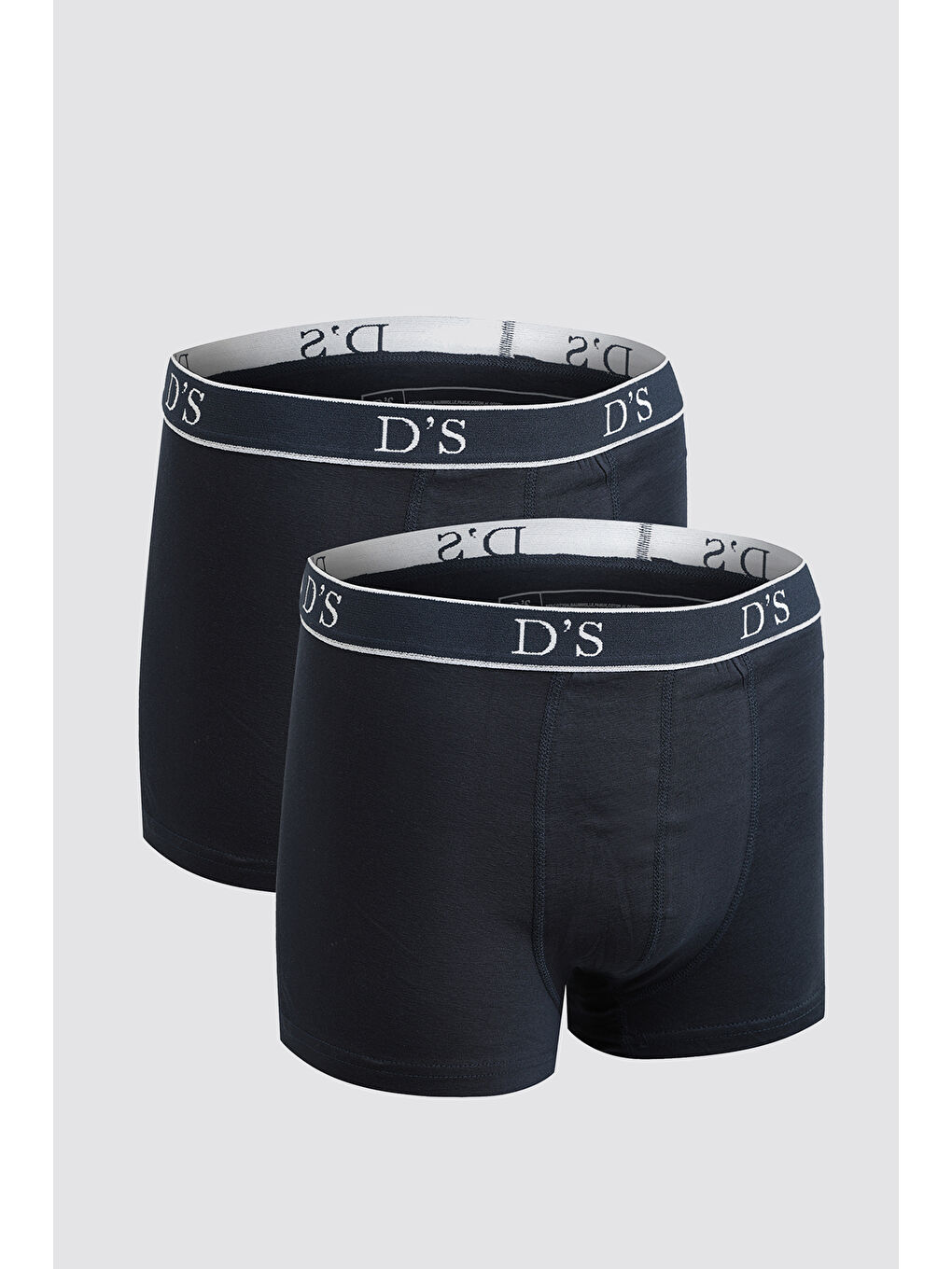 Lacivert Beli Lastikli Marka Logolu Elastanlı Esneyebilen 2 Li Boxer Set