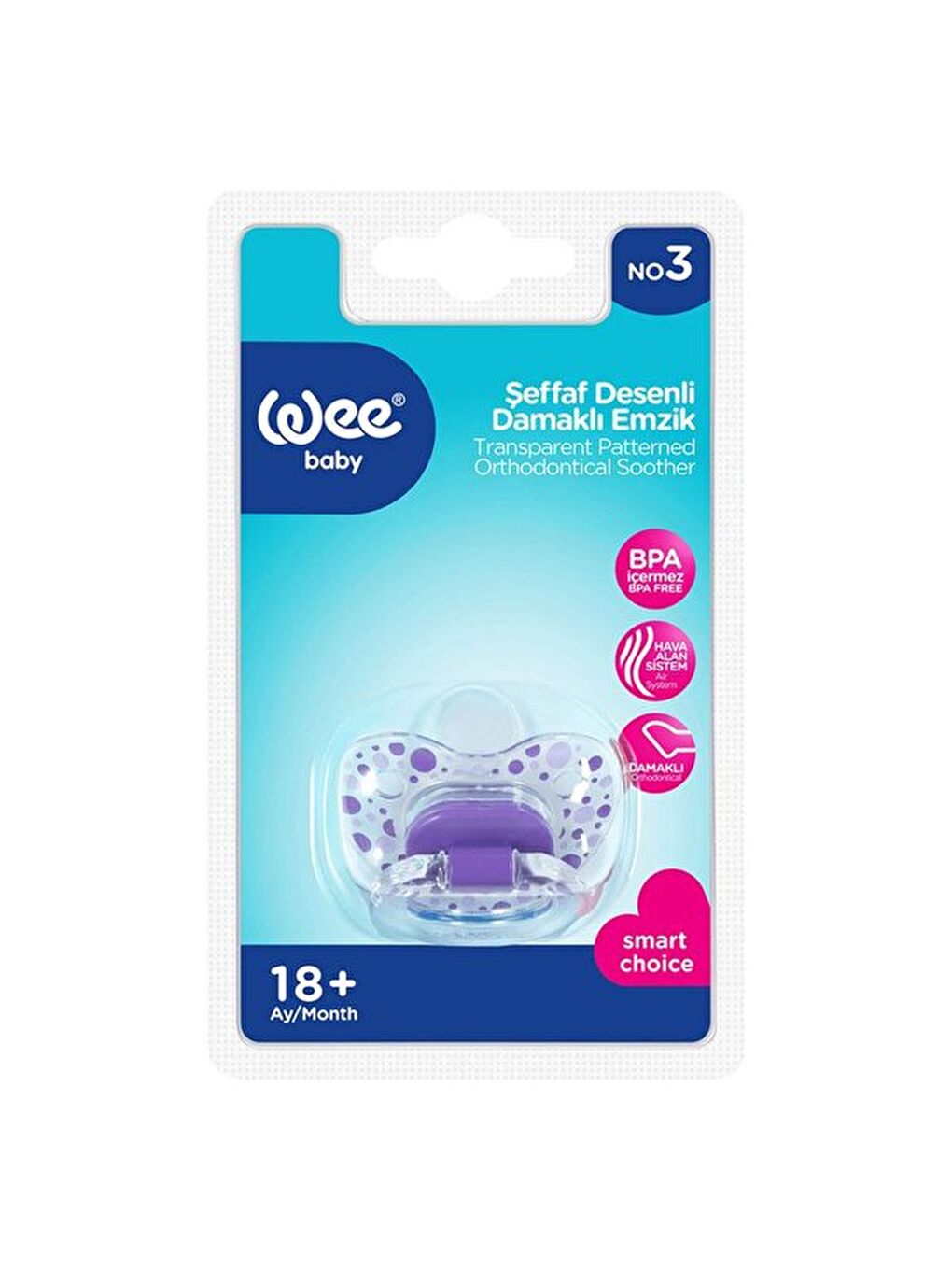 Şeffaf Desenli Damaklı Emzik No:3 - MOR-1