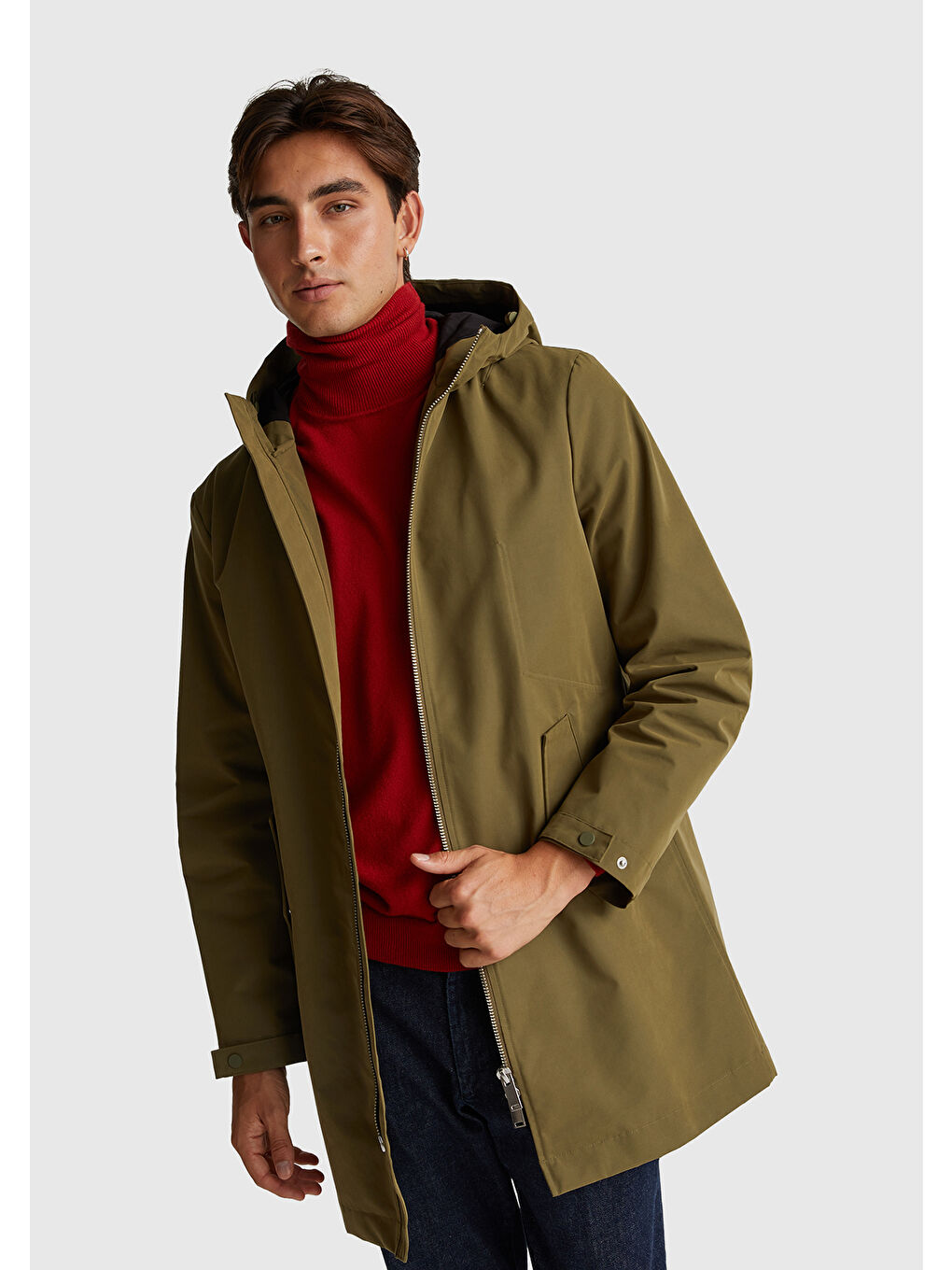 Erkek Kırmızı %100 Merino Boğazlı Kazak-2