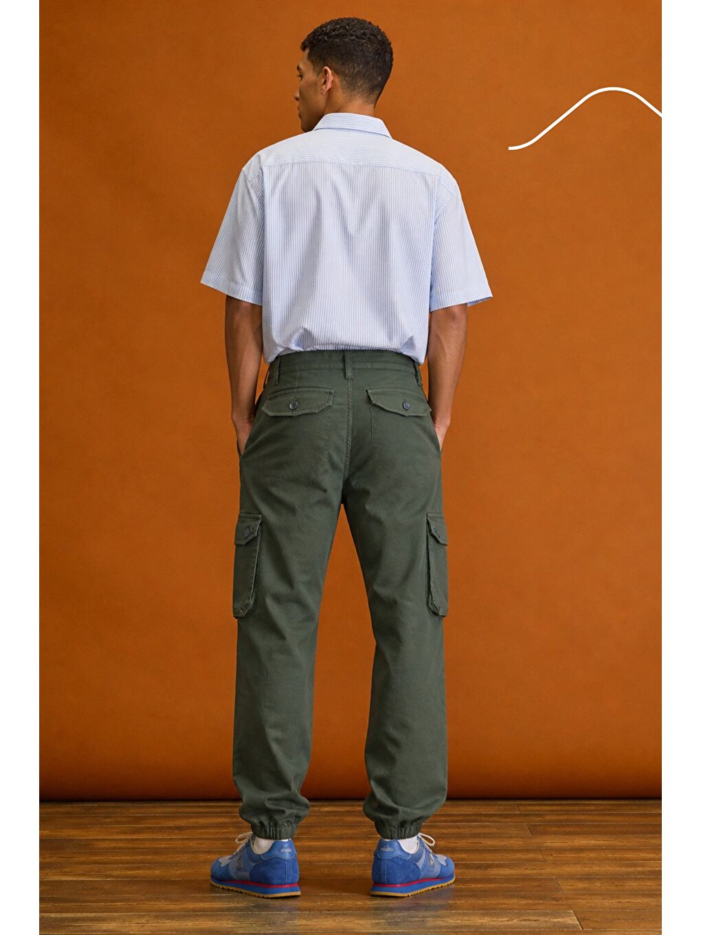 Haki Erkek Slim Fit Körüklü Jogger Paçası Lastikli Pantolon-2