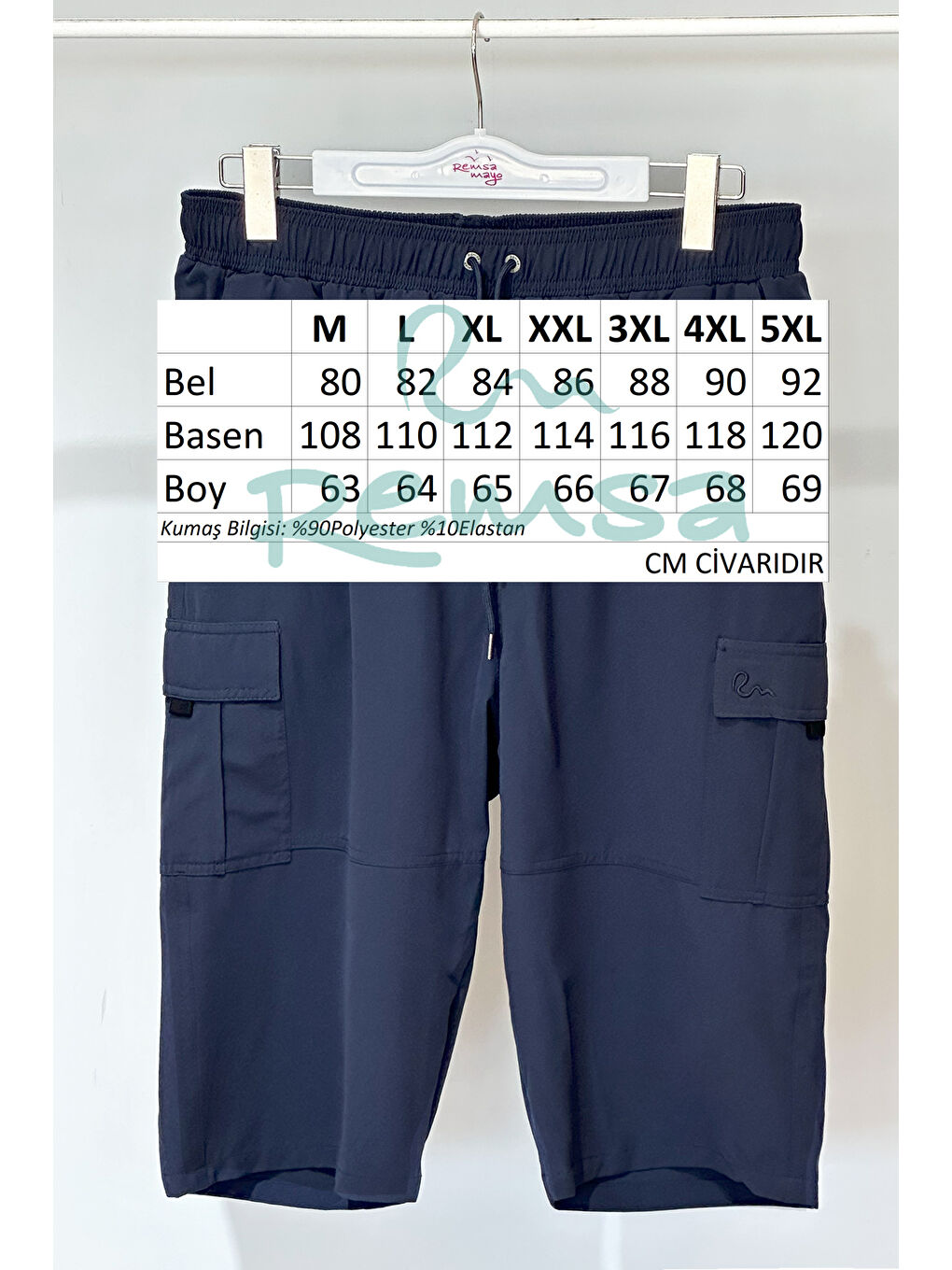 Kargo Cep Erkek Şort Kapri Mayo RKS-09 Lacivert-2