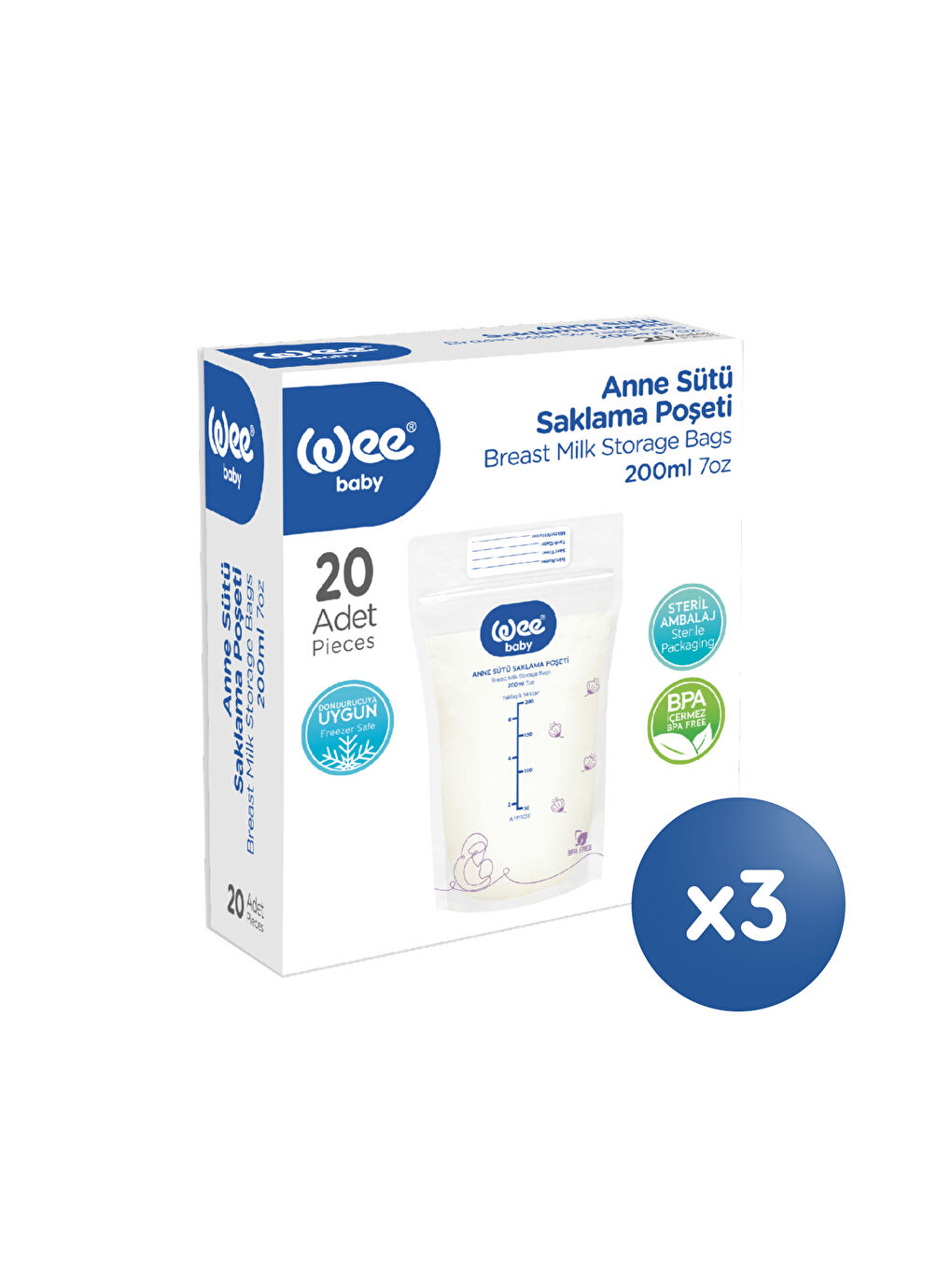 Süt Saklama Poşeti Seti (20x3 60 Adet)