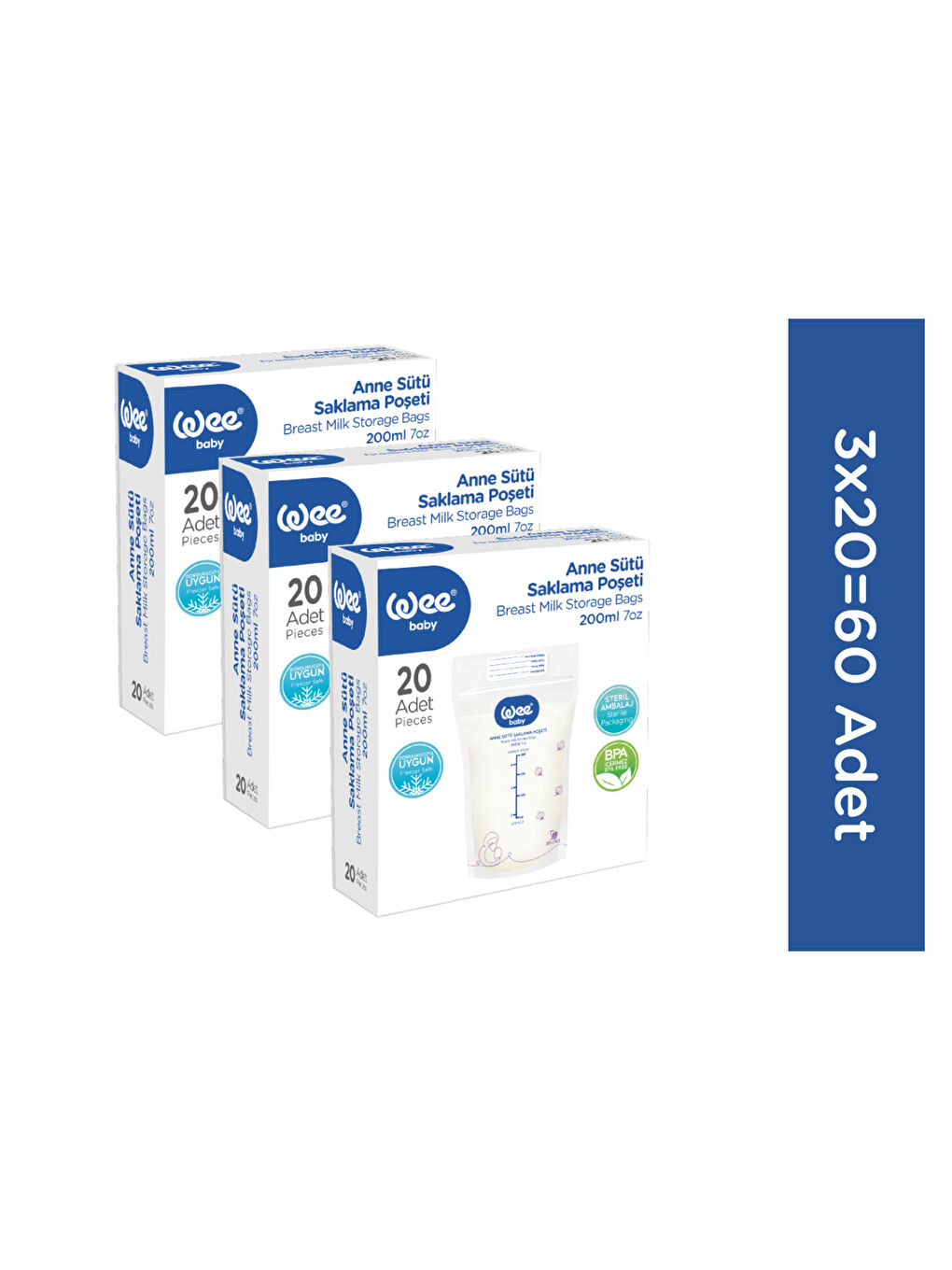 Süt Saklama Poşeti Seti (20x3 60 Adet)-1