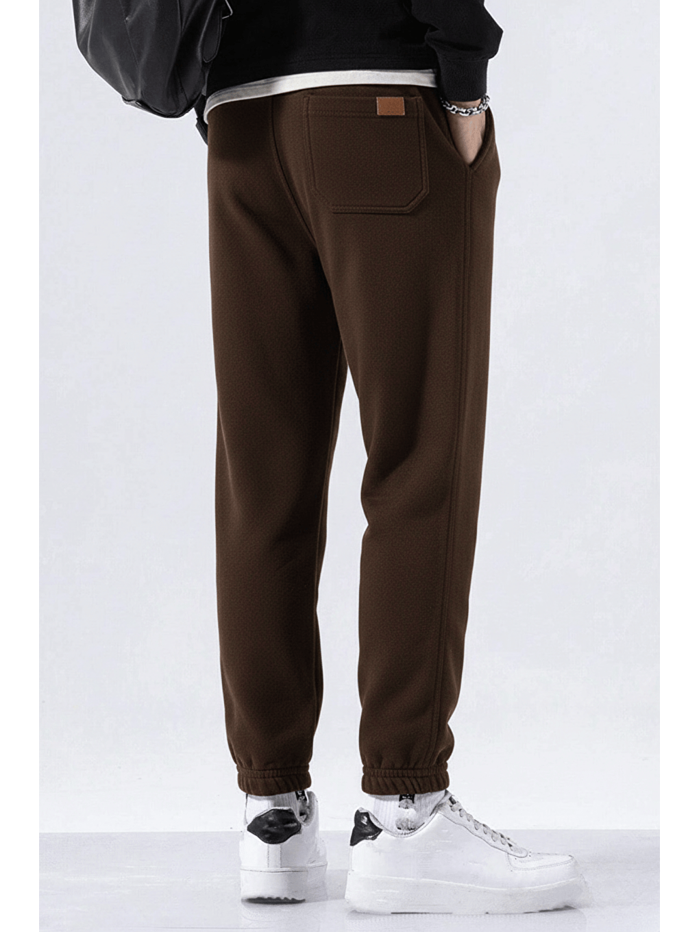 Kahverengi Genıus Store Erkek Eşofman İçi Polarlı Bağcıklı Bel Jogger Spor Eşofman Altı SPOR-ESF001-3