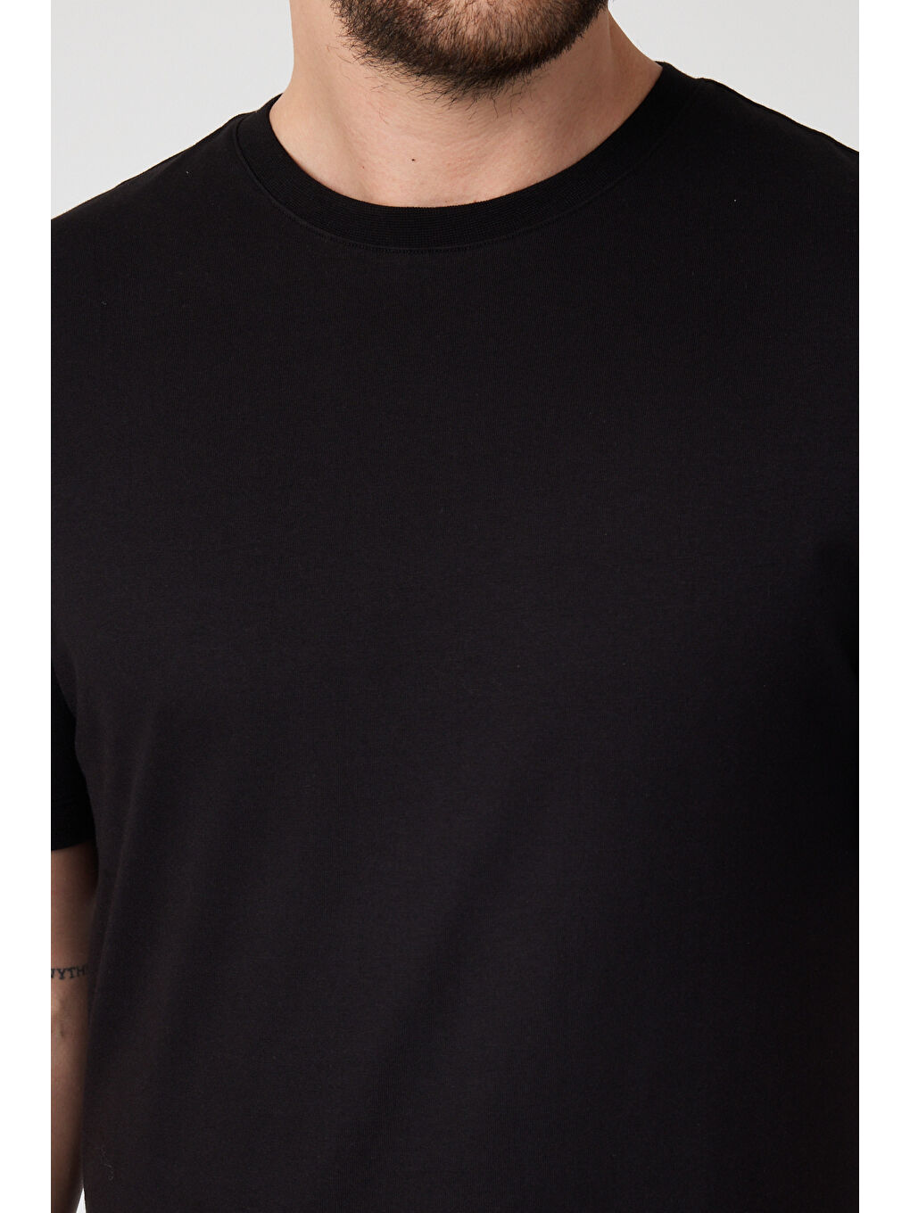Siyah Erkek Bisiklet Yaka T-shirt 6212-4