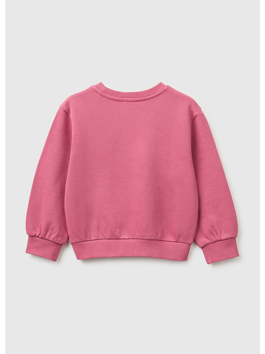 Kız Bebek Fuşya Önü İşlemeli Uzun Kollu Bisiklet Yaka Sweatshirt-1