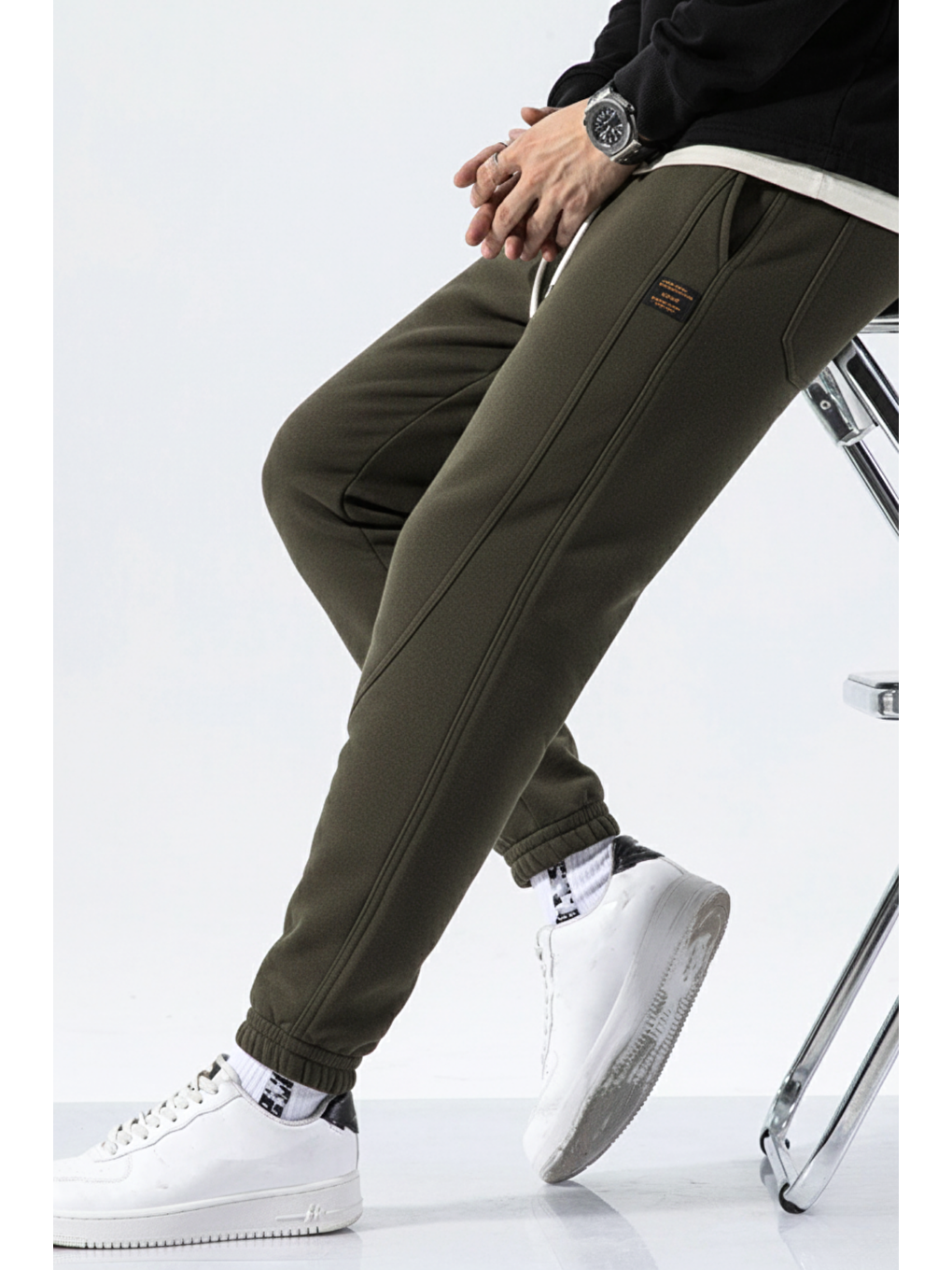 Haki Genıus Store Erkek Eşofman İçi Polarlı Bağcıklı Bel Jogger Spor Eşofman Altı SPOR-ESF001-1