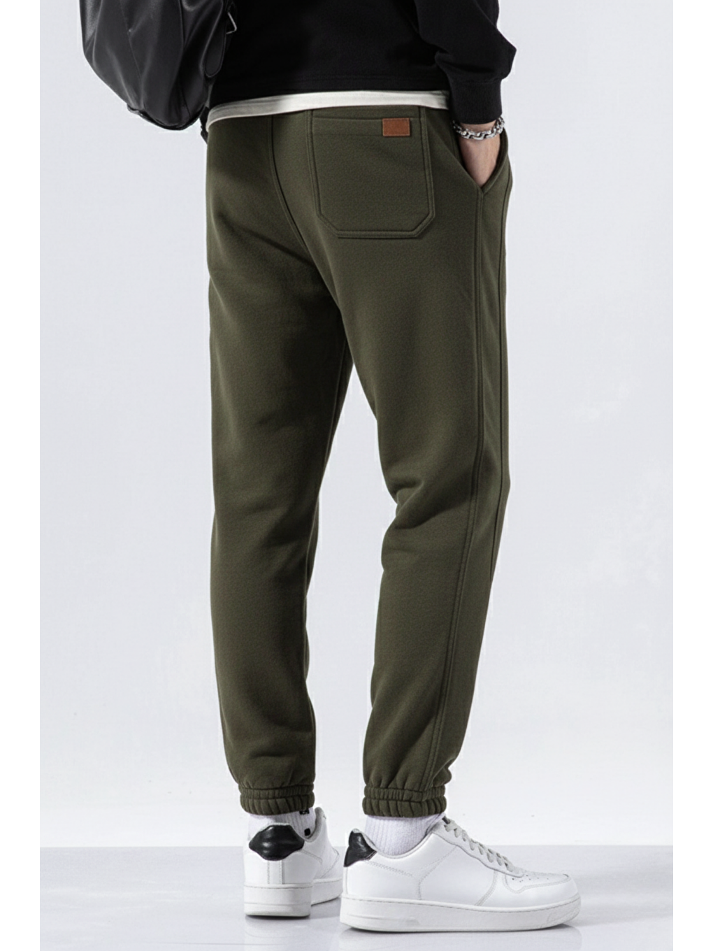 Haki Genıus Store Erkek Eşofman İçi Polarlı Bağcıklı Bel Jogger Spor Eşofman Altı SPOR-ESF001-3