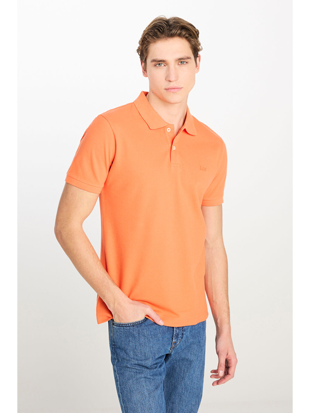 %100 Pamuk Regular Fit Normal Kesim Turuncu Polo Yaka Tişört