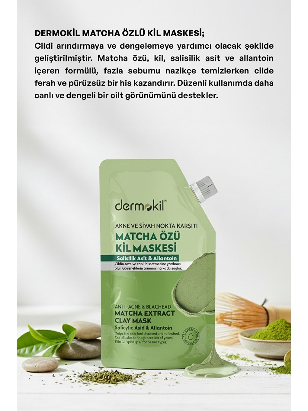 Akne ve Siyah Nokta Karşıtı Matcha Özlü Kil Maskesi 30 ml-3