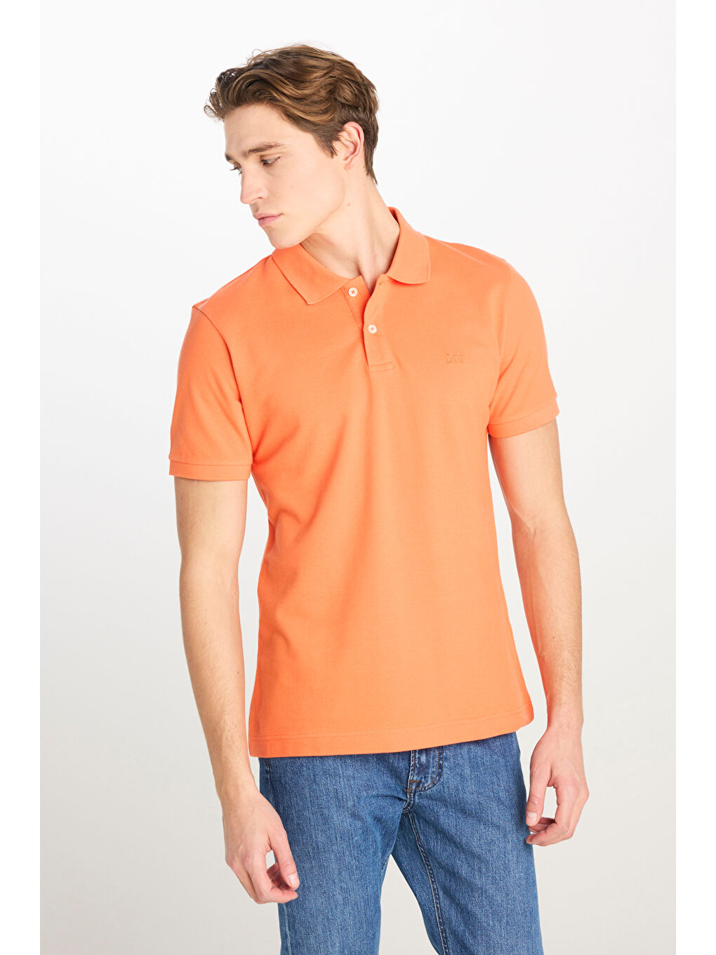 %100 Pamuk Regular Fit Normal Kesim Turuncu Polo Yaka Tişört-1