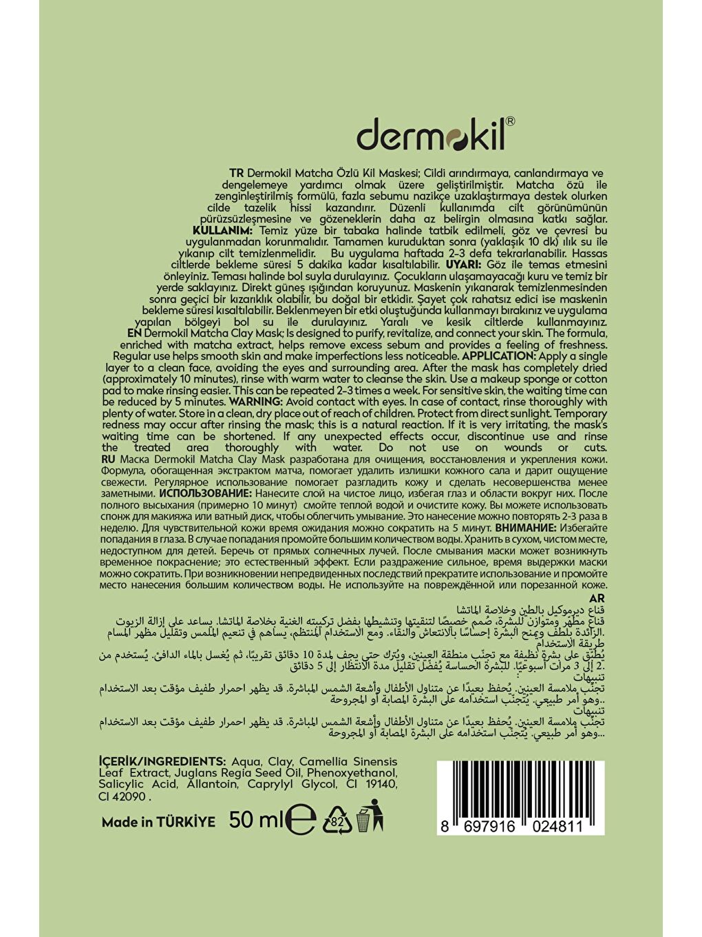 Akne ve Siyah Nokta Karşıtı Matcha Özlü Kil Maskesi 30 ml-4
