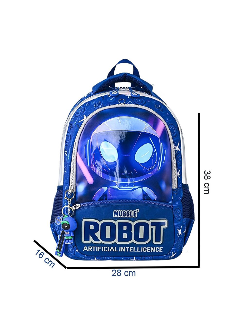 3 Bölmeli Robot Okul Sırt Çantası Lacivert (MU-5904)-1