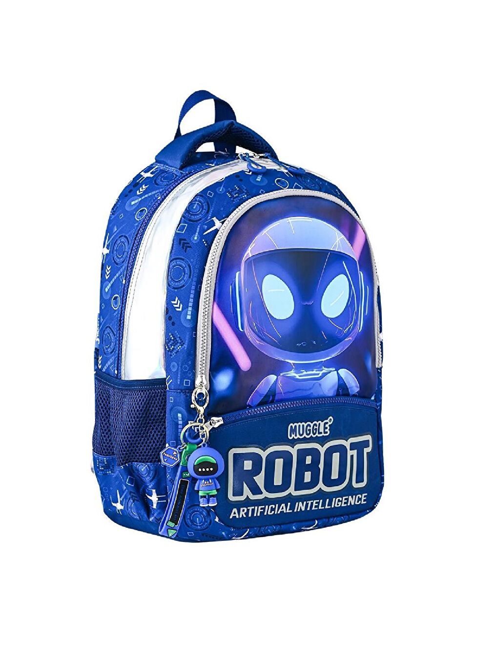 3 Bölmeli Robot Okul Sırt Çantası Lacivert (MU-5904)-2