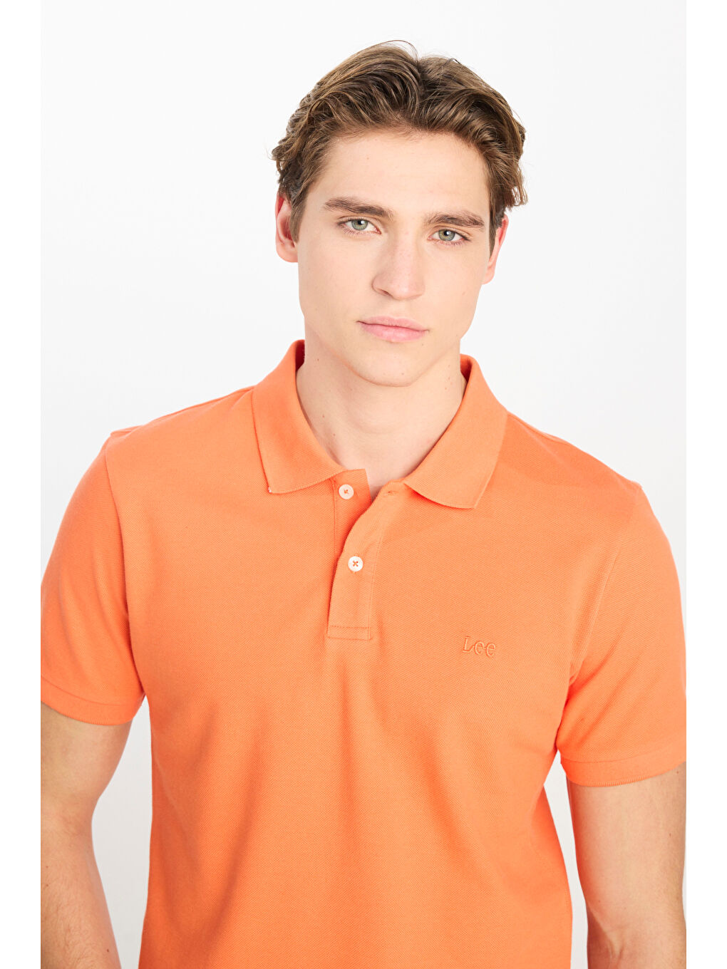 %100 Pamuk Regular Fit Normal Kesim Turuncu Polo Yaka Tişört-3