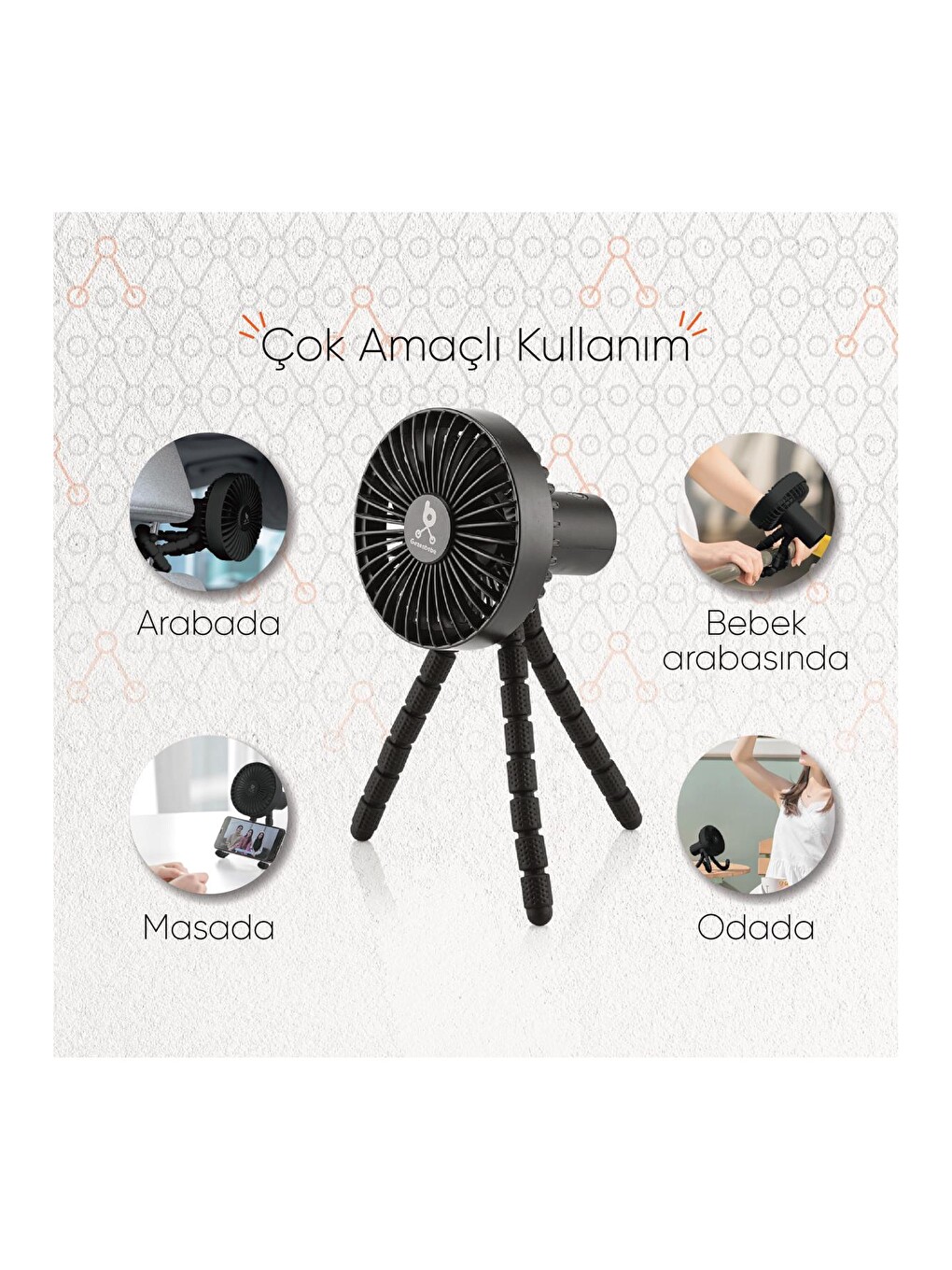 Çok Fonksiyonlu Bebek Arabası Fanı-4