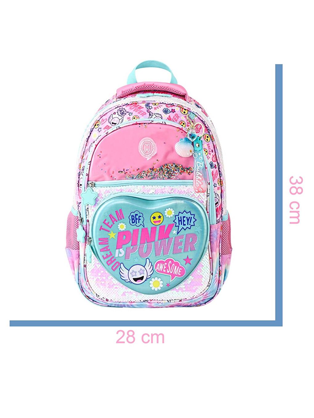 4 Bölmeli Pink Power Okul Sırt Çantası (MU-5771)-1