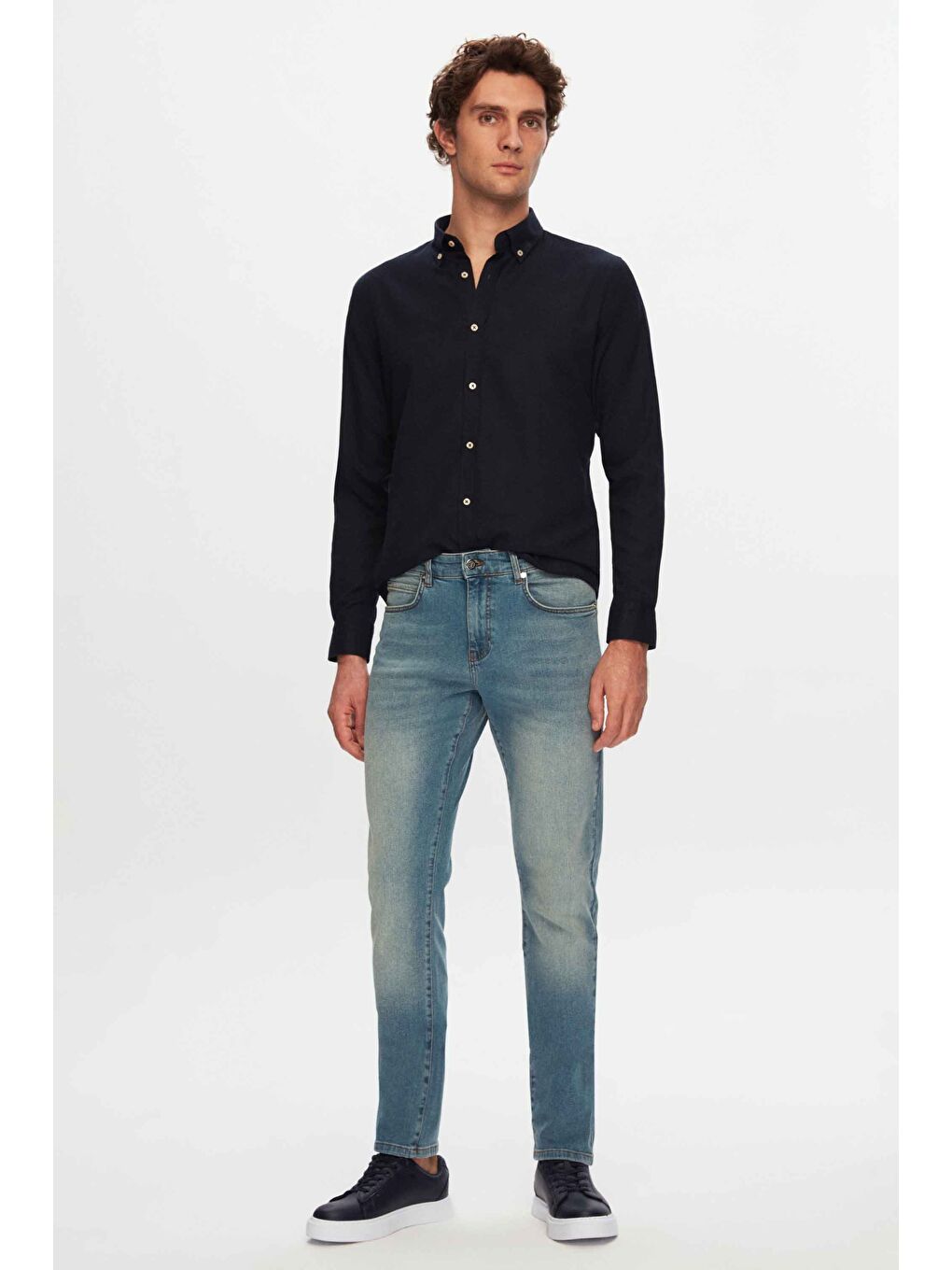 Slim Fit Mavi Düz Jean Jean Beş Cepli Elastanlı Yıkamalı Denim Pantolon-3