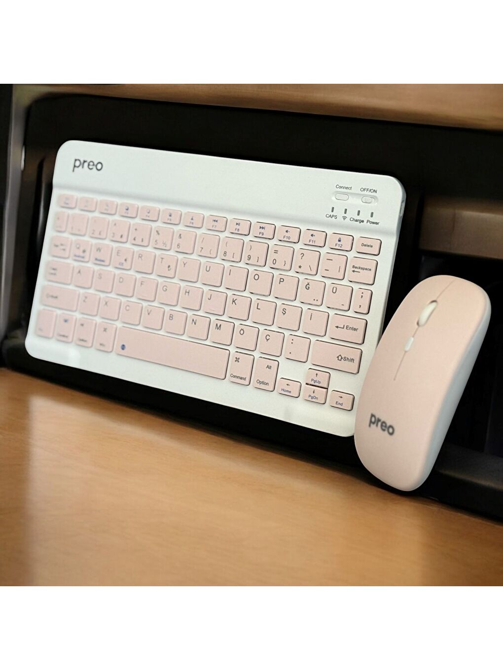 Preo K9 Mini TV,Tablet,Telefon Uyumlu Kablosuz Klavye Mouse Pembe Set-1