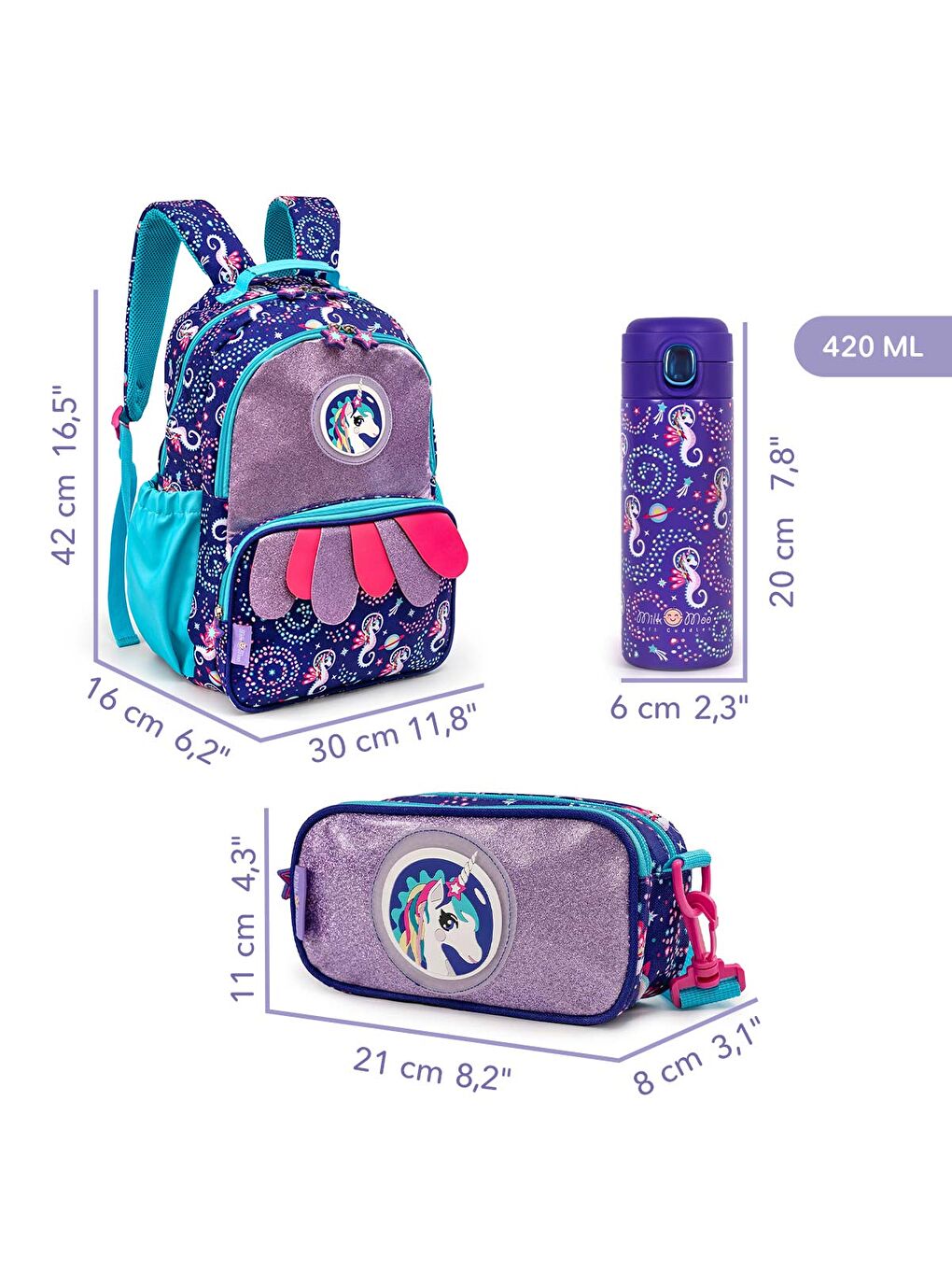 Çocuk Sırt Çantası, Kalem Kutusu,Matarası 3'lü Set Ayris-1