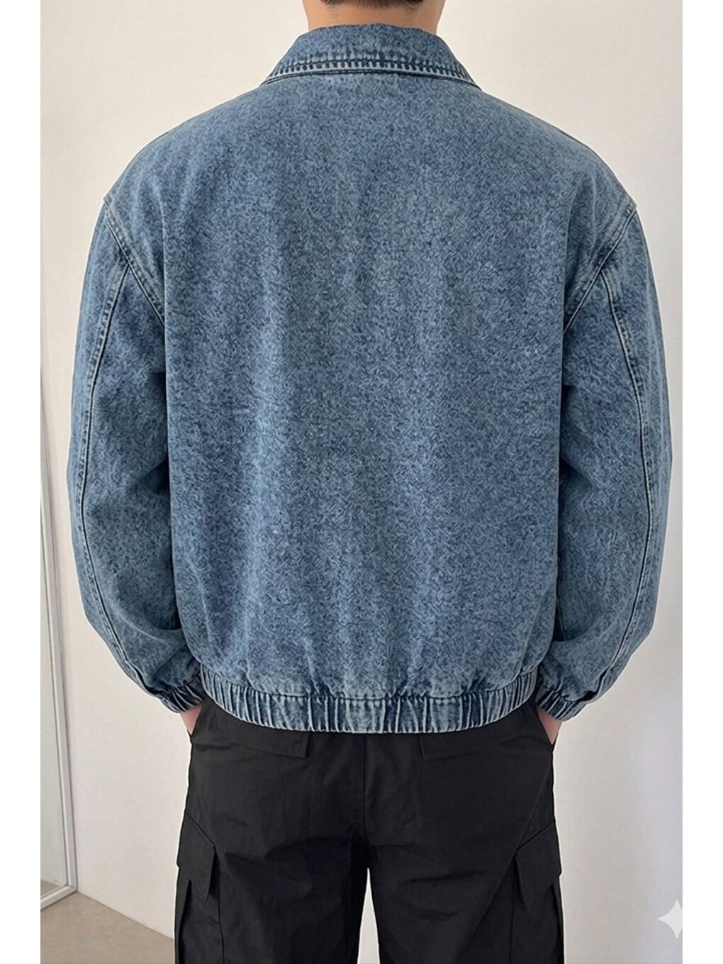 Mavi Erkek Oversize Bomber Ceket Fermuarlı Basic Günlük Mont-1