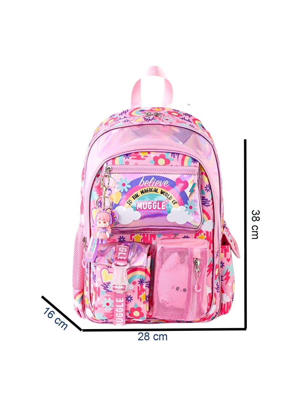 3 Bölmeli Believe Magic Sırt Çantası Pembe (MU-5824)-1