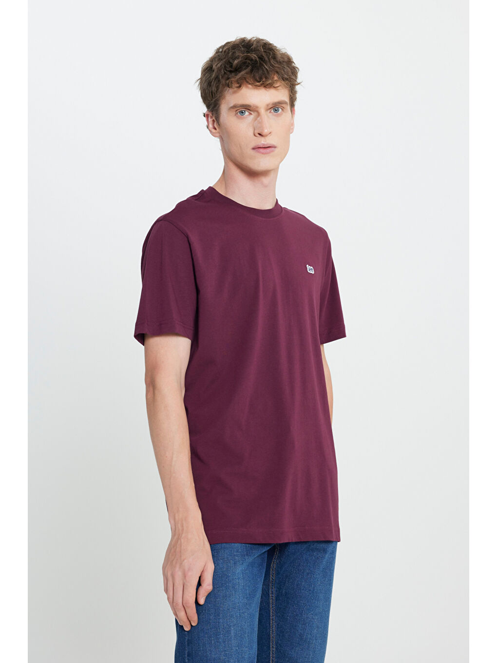 Regular Fit Normal Kesim Bisiklet Yaka %100 Pamuk Bordo Tişört-1