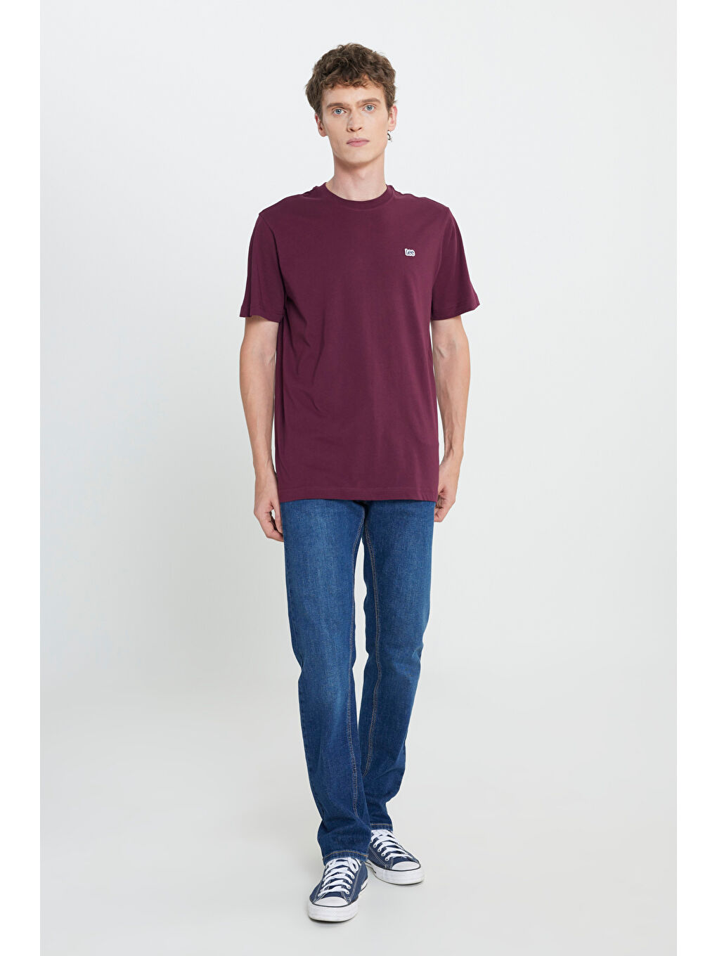 Regular Fit Normal Kesim Bisiklet Yaka %100 Pamuk Bordo Tişört-2