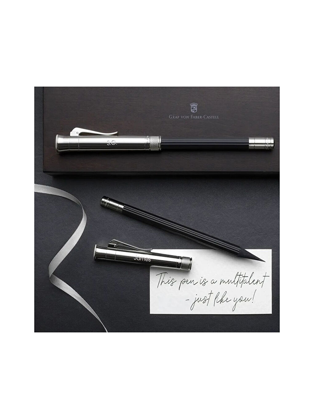 İdeal Kalem, Platin Kaplı, Siyah, Monteli Kalemtıraş ve Silgi, Zarif Görünüm,Hediye Kutulu-3